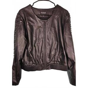 Guess Women's Black Faux Leather Black Jacket XL